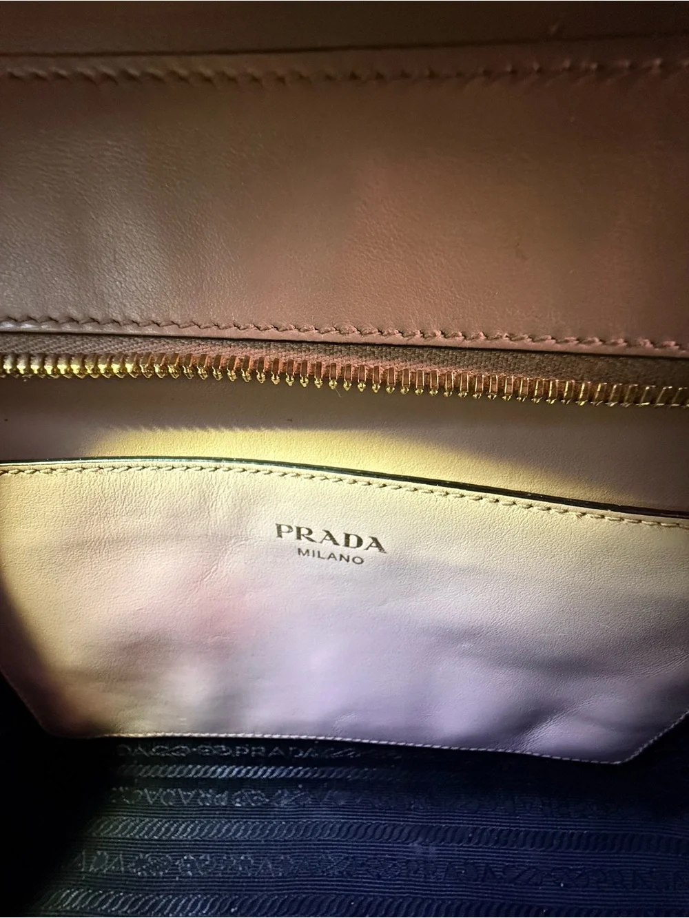 Prada Pale Pink Saffiano Leather Satchel with Gold Logo